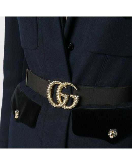 Gucci Blue Lapel Logo Coat