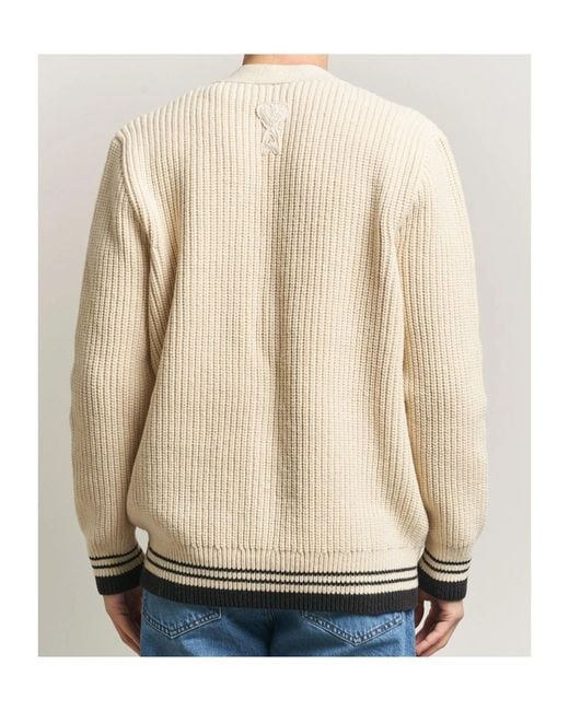 AMI Natural V-Neck Long Sleeved Cardigan