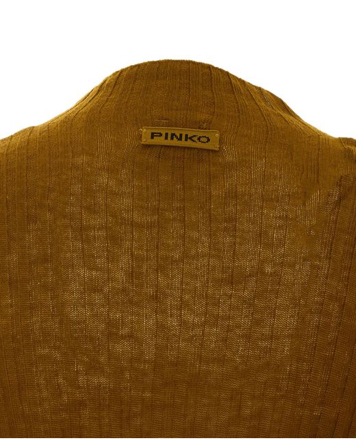 Pinko Green Ribbed-Knit Mock-Neck Sweater