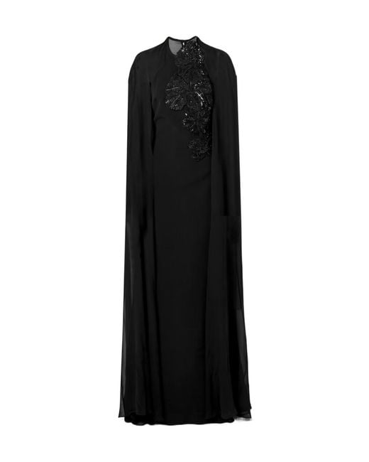 Elie Saab Black Stand Collar Maxi Dress