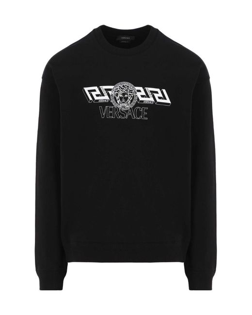 Versace Black Medusa Head Motif Crewneck Sweatshirt for men
