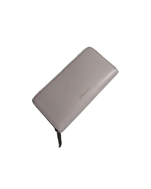 Gucci Gray Zip Around Wallet With Lettering