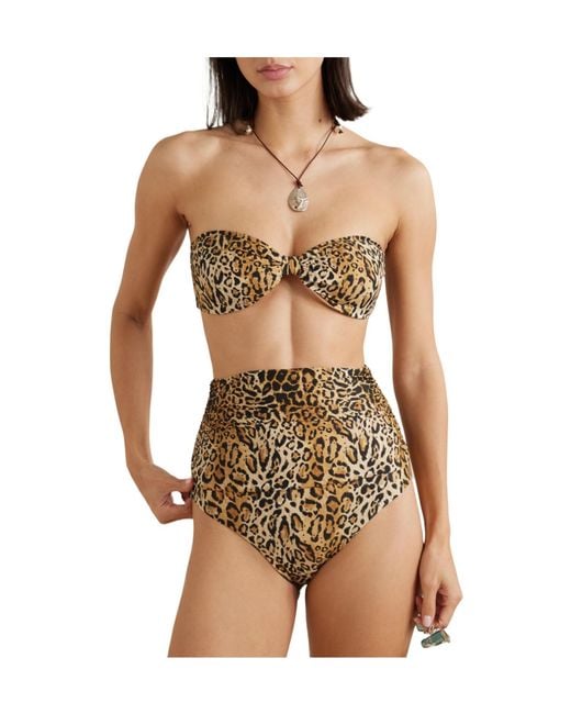 Melissa Odabash Natural Ruched Leopard-Print Bikini Briefs