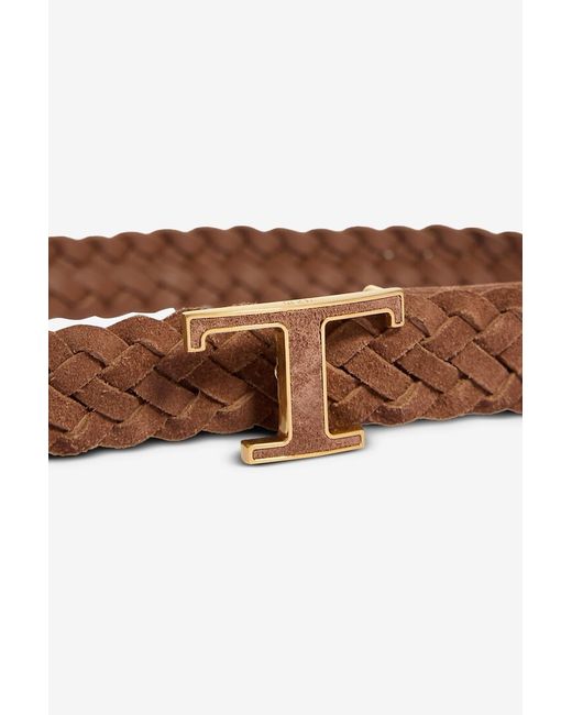 Tod's Brown Braided Leather Belt