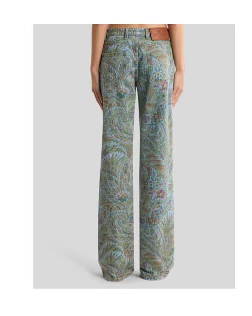 Etro Green Paisley Patterned Jeans