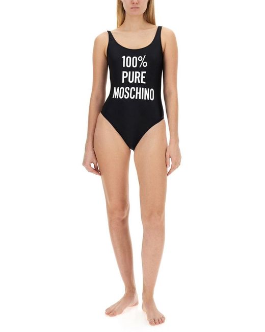 Moschino Black Logo One-Piece Swimsuit