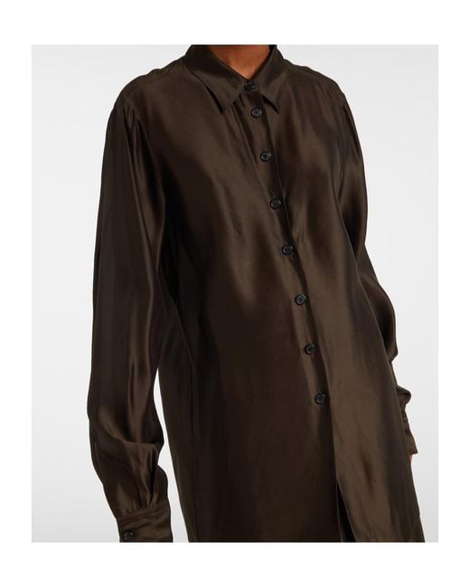 Khaite Brown Auryn Oversized Satin Shirt