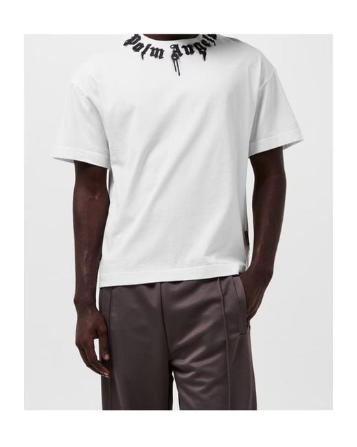 Palm Angels White Logo Short-Sleeved T-Shirt for men