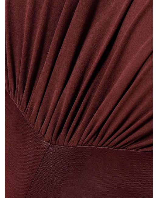 Galvan Gathered Satin-Jersey Gown