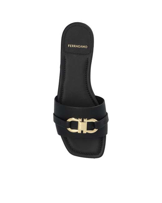 Ferragamo Black Open-Toed Slippers