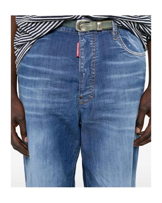DSquared² Blue Summer Lovers Medium Wash Loose Jeans for men