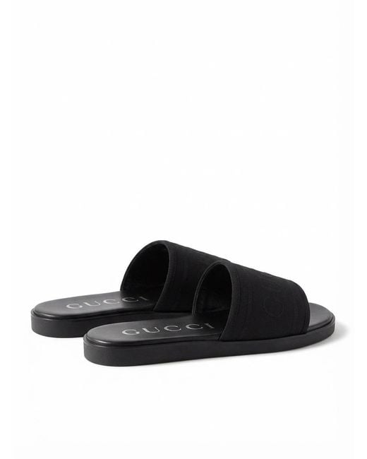 Gucci Black Tonal Logo Slide Sandals for men