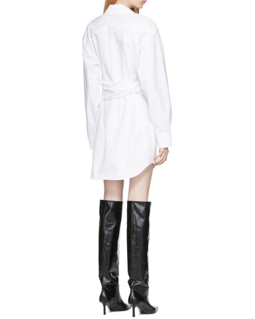 Alexander Wang White Draped Hourglass Mini Shirt Dress