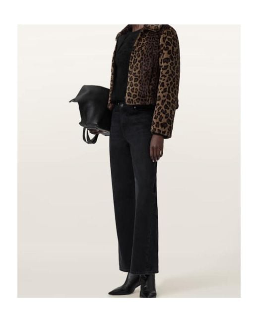 AllSaints Brown Saye Leopard-Print Collared Jacket