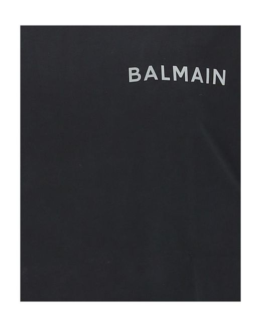 Balmain Black Oversized Cotton T-Shirt With Small Paris Logo for men