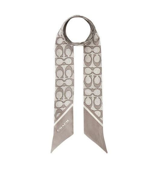 COACH White Pointed Silk Scarf