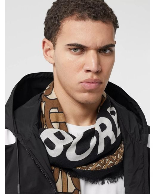 Burberry Metallic Monogram-Print Scarf for men