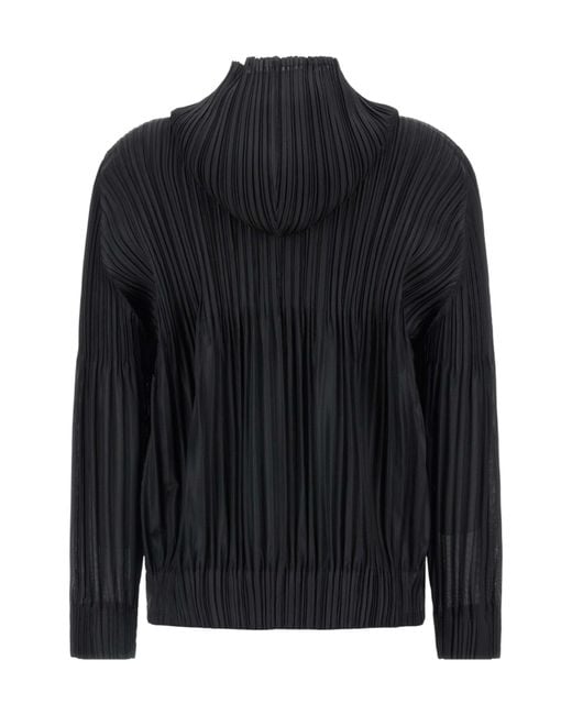 Pleats Please Issey Miyake Black Pleats Please Issey Miyake Fluffy Basics Hooded Cardigan