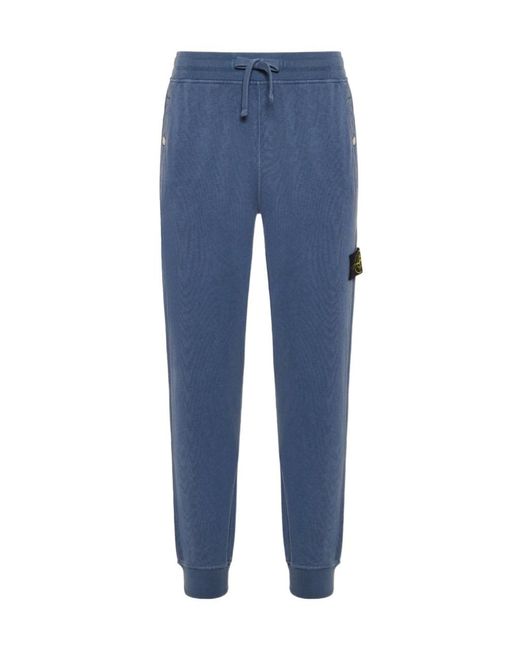 Stone Island Blue Compass-Badge Cotton Track Pants for men