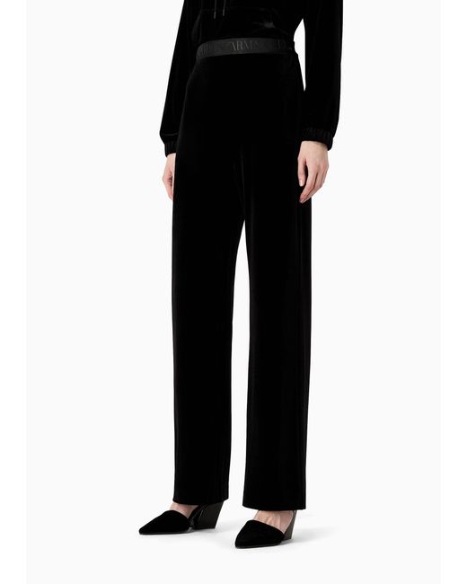 Emporio Armani Black Logo Lace Casual Pants
