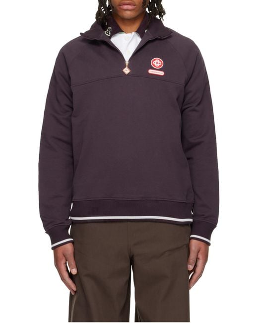 Casablanca Purple Quarter Zip Laurel Sweatshirt for men