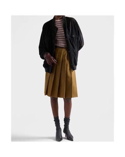 Prada Pink Short-Sleeved Striped Cashmere And Silk Sweater