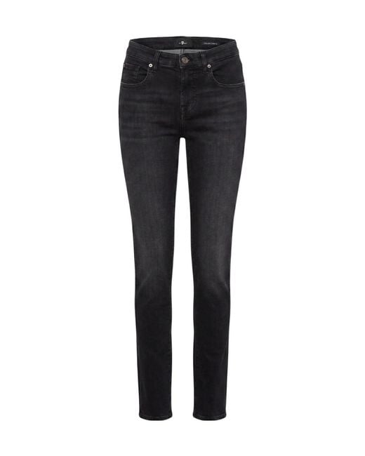 7 For All Mankind Black Faded-Effect Button-Fastening Jeans