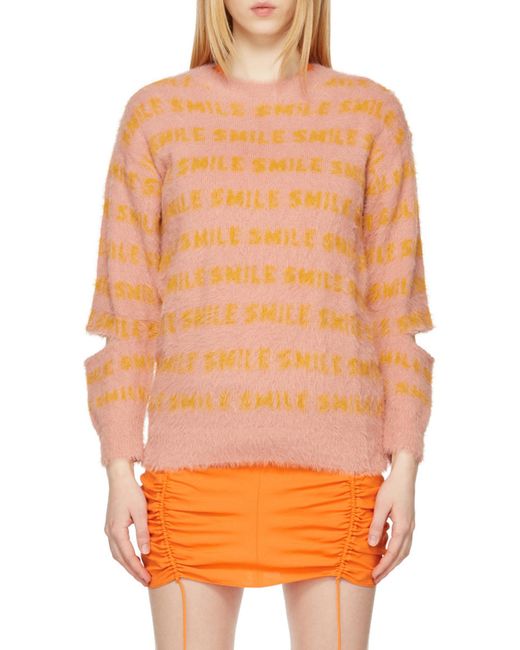 Stella McCartney Orange Striped Cut-Out Sleeved Oversized Sweater