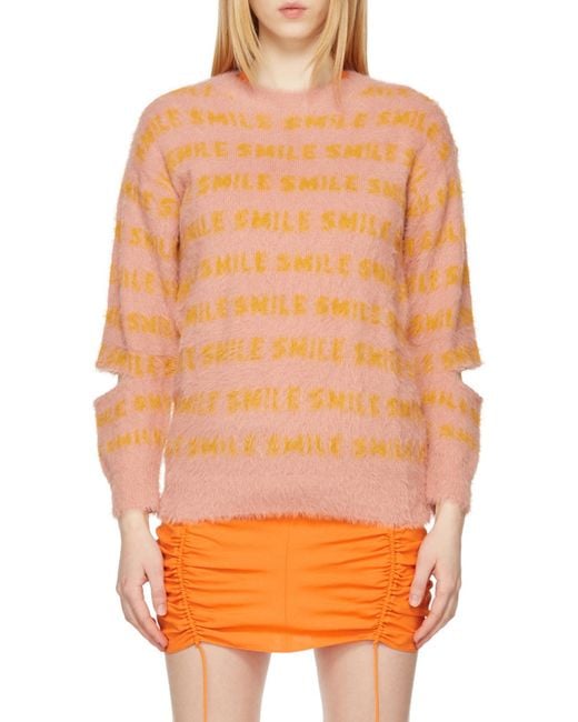 Stella McCartney Orange Striped Cut-Out Sleeved Oversized Sweater