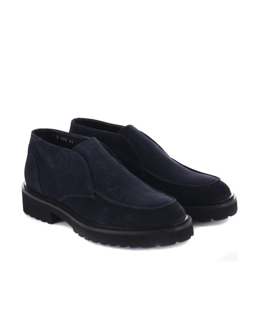 Doucal's Blue Round-Head Ankle Boots for men