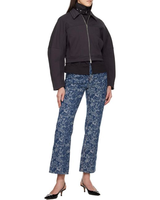 Ganni Blue Floral-Jacquard Jeans
