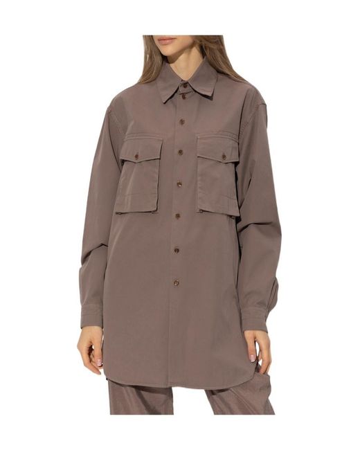 Lemaire Brown Long-Sleeved Buttoned Shirt for men
