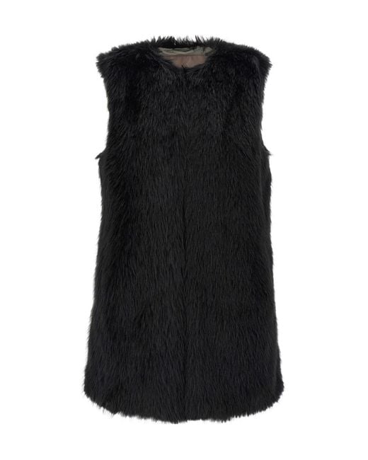 Herno Black Faux-Fur Sleeveless Gilet