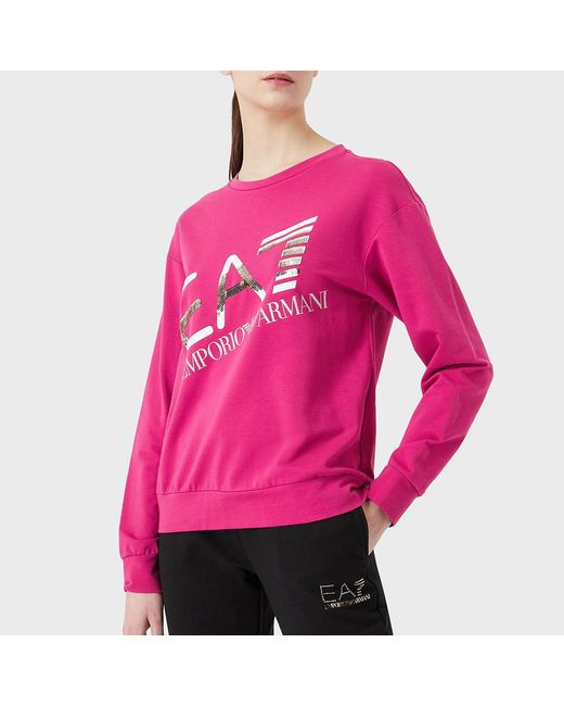 EA7 Pink Logo Pattern Sweater
