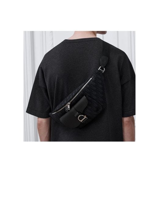 Dior Black Saddle Heritage Belt Bag for men