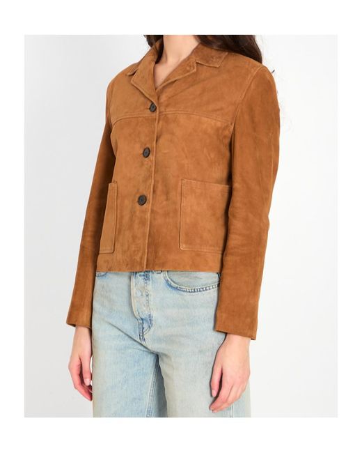 Arma Blue Lotus Cropped Suede Jacket