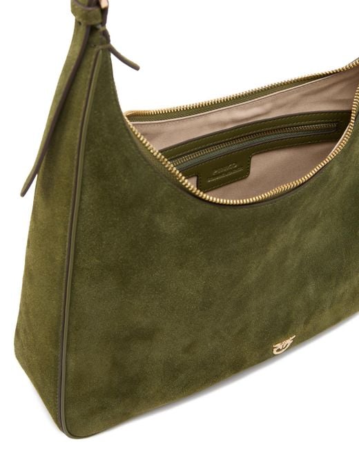 Pinko Green Logo Charm Shoulder Bag