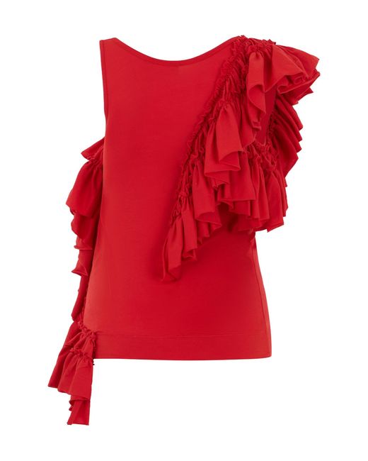 Dries Van Noten Red Humza Ruffled Tank Top