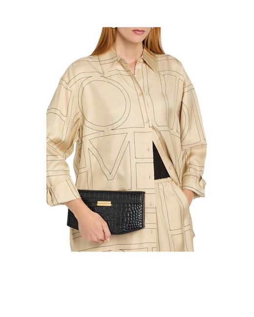 Totême Black Crocodile-Embossed Leather Shoulder Bag