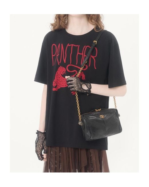 Valentino Black Animal Printed Crewneck T-Shirt