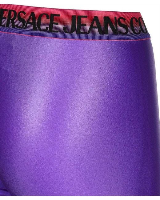Versace Jeans Blue Logo-Waistband Cycling Shorts