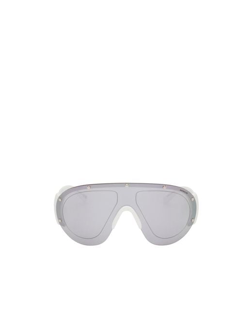 Moncler White Logo-Plaque Oversize-Frame Sunglasses for men