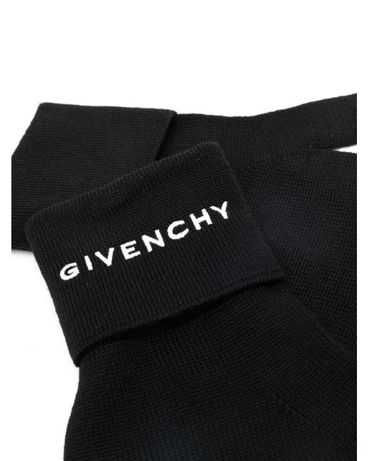 Givenchy Black 4G Wool Knit Gloves for men
