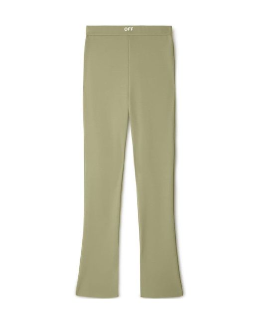Off-White c/o Virgil Abloh Green Logo-Print Bootcut Leggings