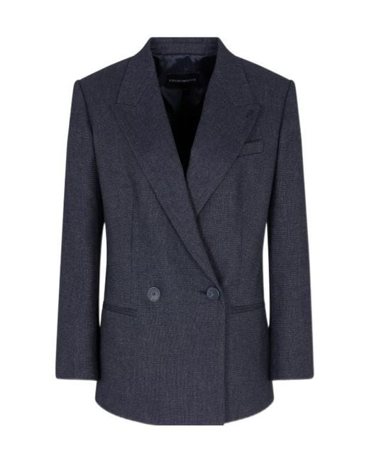 Emporio Armani Blue Double-Breasted Blazer