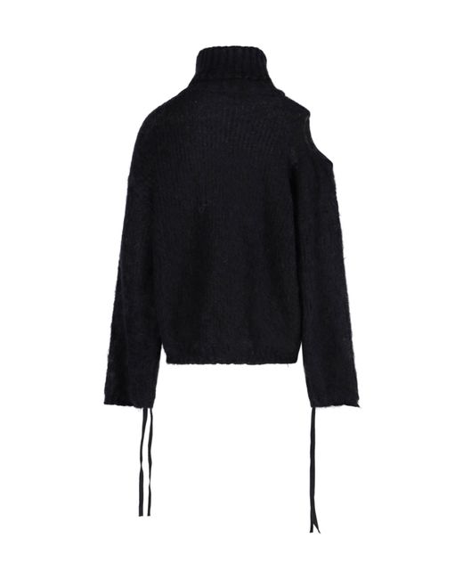 ANDREADAMO Black Cut-Out Roll-Neck Jumper