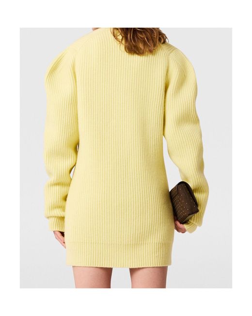 Stella McCartney Yellow Chunky Knit Button-Up Cardigan
