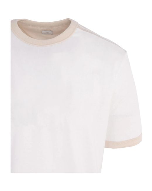 Eleventy White Contrast Trim T-Shirt for men