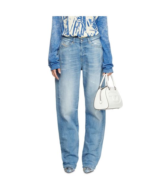 DIESEL Blue D-Ellz Distressed Light-Wash Jeans