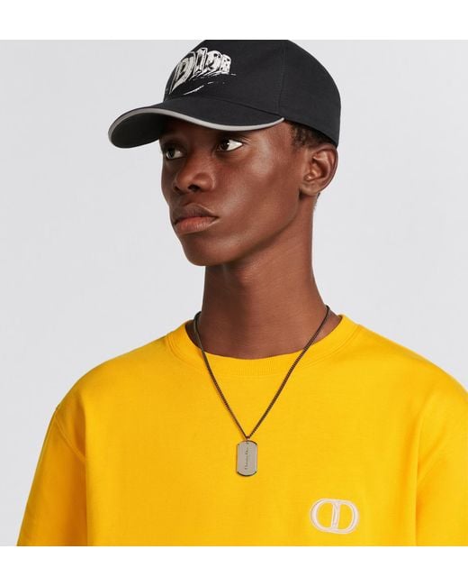 Dior White Cd Couture Plate Pendant Necklace for men